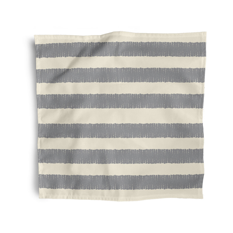 Lourenco Polyester Striped Square Napkin, Grey/Cream