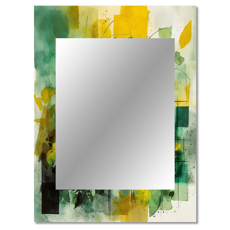 Green Balancing - grand miroir mural, peinture abstraite, reproduction d'art, 40 po x 30 po