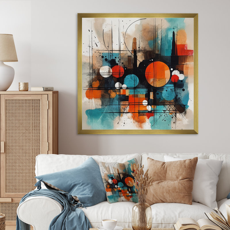 «Corlew Orange Abstracted Geometric Explorations III», reproduction d'art sur toile, H 36 po x l 36 po x P 1,5 po