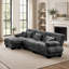 Canapé d'angle modulaire de luxe, canapé nuage surdimensionné en forme de L pour salon, assise profonde avec pouf convertible, gris chenille-1262364977