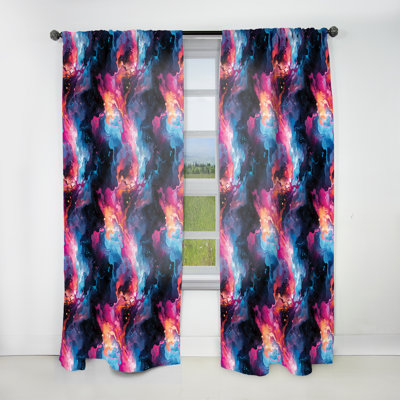 Rideau obscurcissant en marbre rose et bleu Galactic Dreams Marble - 1 panneaux