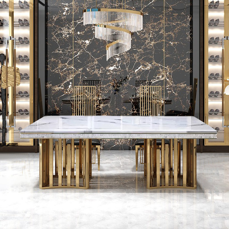 Table de salle à manger légère à double piédestal en métal léger., L 39,37 po x L 86,61 po