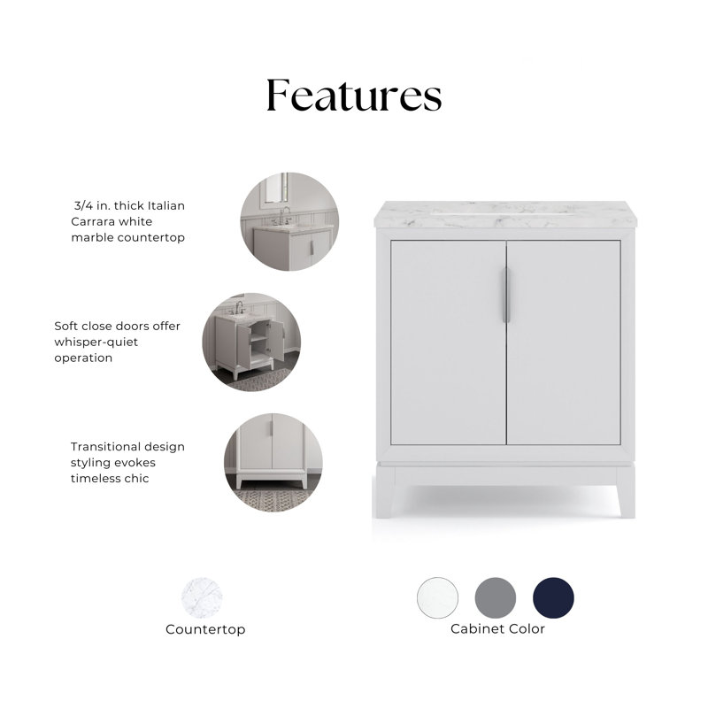 Elizabeth 30'' W Single Vanity, White