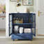 Buffet minimaliste bleu avec portes doubles en verre et tiroir, rangement moderne en bois pour les espaces de vie et de salle à manger