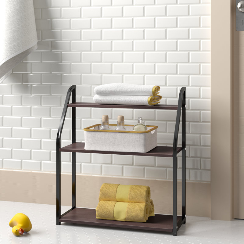 Chyna 20.87'' W Shelving Unit, Black/Dark Brown