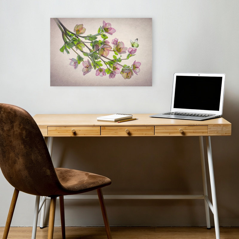 Ethereal Hellebore Butterfly Delicate Elegant Ethereal Butterfly Flower Nature Wall Art Print 1 Piece Wrapped Canvas Wall Art