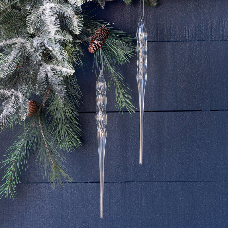 Ornement en verre glaçon, grand, 2 styles variés