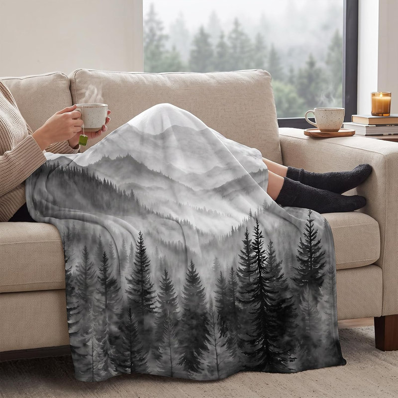 Jeté Forest Mountain gris foncé, 30 x 40 po, L 40 po x l 30 po, Gris foncé