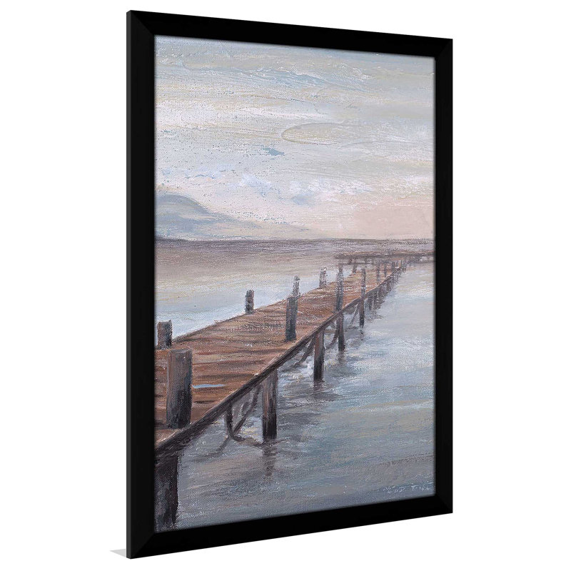Calm Placid Lake - Peinture, L 33,5 po x H 49,5 po, Encadrement argenté