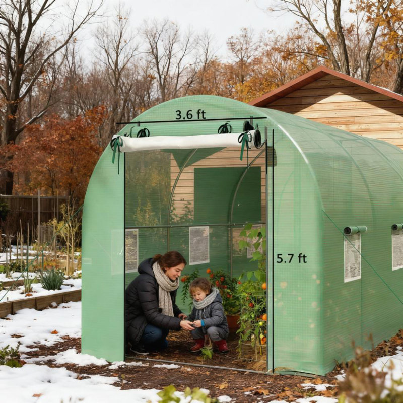 Walk-In Tunnel Greenhouse With Reinforced Stability And UV-Protected PE Cover For Extended Growing Seasons, Green