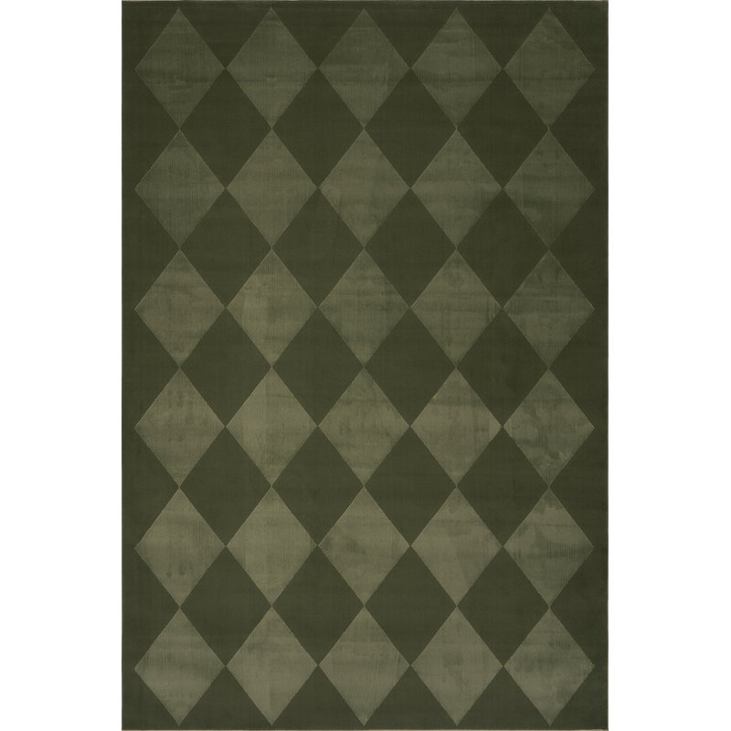  Erielle Diamond Washable Area Rug, Rectangle 7'11" x 9'9", Green