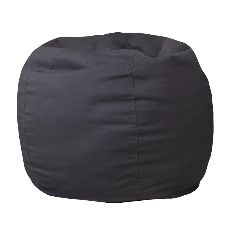 Classic Refillable Cotton Bean Bag Chair, Gray Cotton Twill, Small