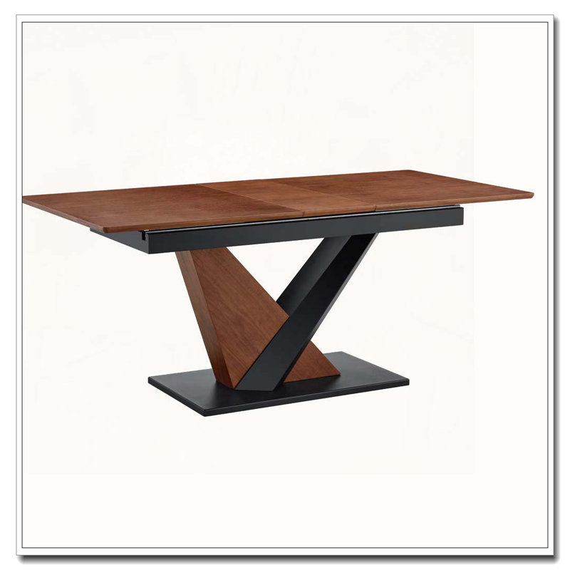 Modern Dining Table with Dark Walnut Marble MDF