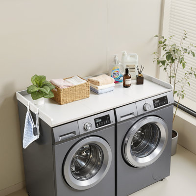 Laveuse-sécheuse de comptoir, laveuse et sécheuse en bois de 54 po x 27,5 po avec rebord et 2 crochets, laveuse et laveuse résistantes à l'eau