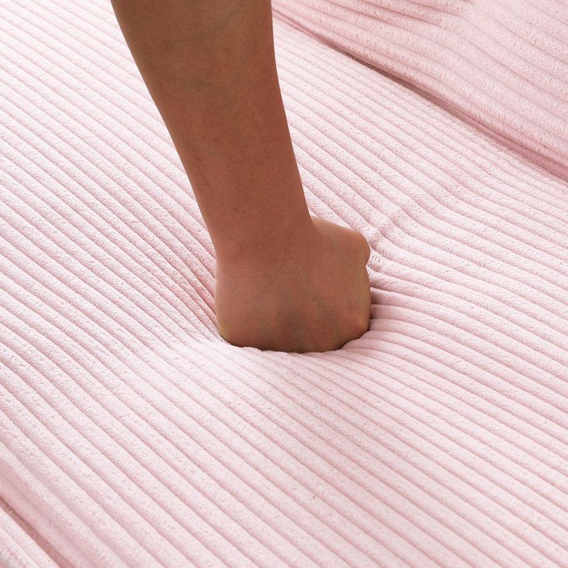 66 - Inch Pink Corduroy, 2 Seat Bed, Comfortable Soft Fabric, Solid Wood And Based Panel, Button Embellishment On Back, Bedroom Seat, Corduroy Pink, Skin Panel Frame, Apartment