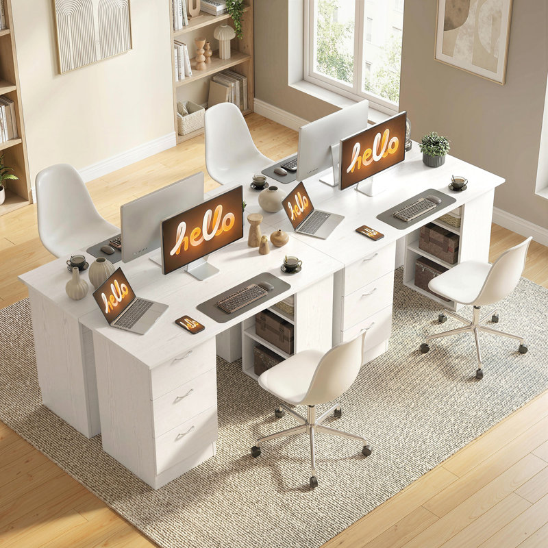 Computer Desk with 3-Tier Storage Shelves, Home Office Desk