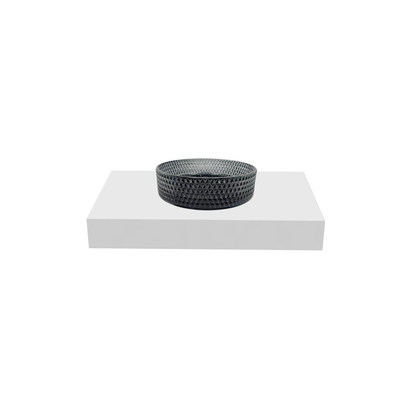 Lavabos vasques rondes en cristal noir 14 "avec base blanche 30" Scotch, Noir clair