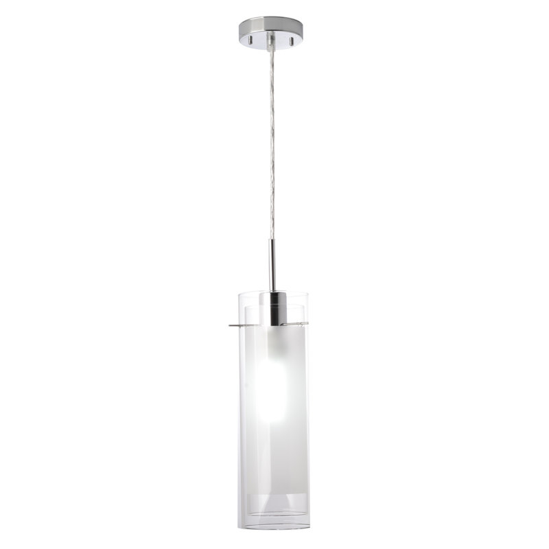 Luminaire suspendu cylindrique à 1 lumière Timberwyck, Chrome poli