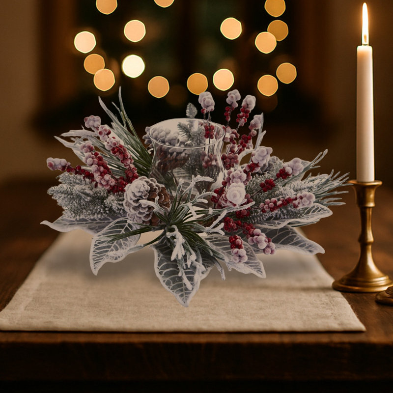 Snowy Magnolia Berry Artificial Arrangement Candelabrum