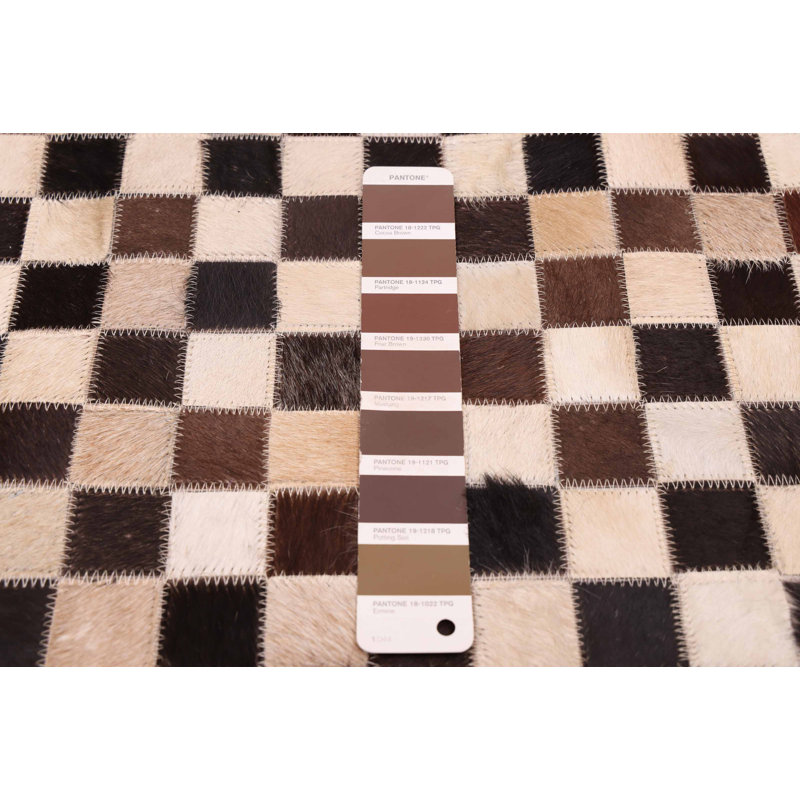 Cowhide Patchwork Brown, Ivory Rug 6'6" x 6'6"