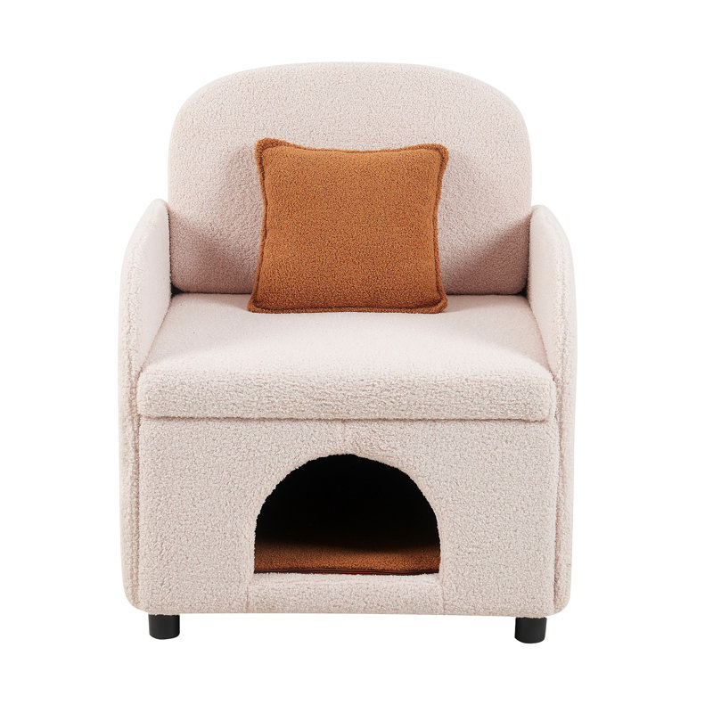Mobilier de style 2 en 1 avec rembourrage lombaire en sherpa pour animaux de compagnie
