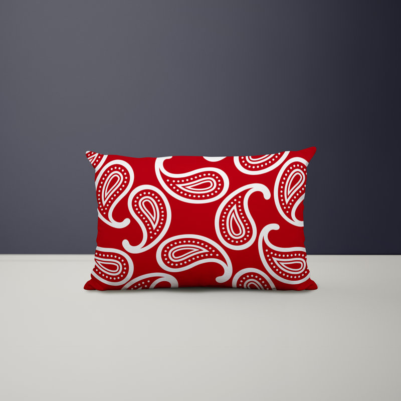 Polyester / Mélange de polyester Housse de coussin rectangulaire intérieure / extérieure lombaire et insert, Rouge
