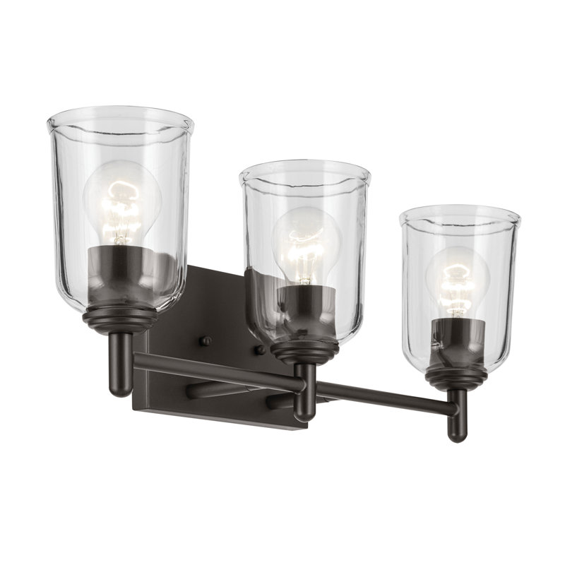 Éclairage pour salle de bain 3 lumières 21 po avec verre transparent 21 po, Bronze