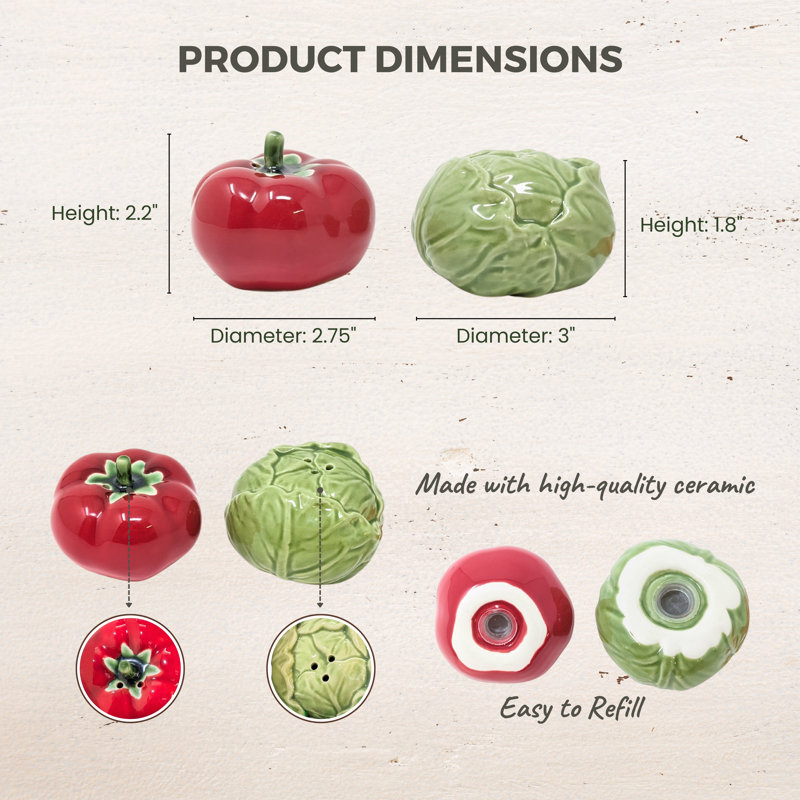 Ensemble salière et poivrière tomate et chou