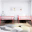 Lit superposé simple au-dessus de métal rose avec garde-corps élevé, barrière de bruit, divisé en deux lits, espace de rangement, structure en fer de qualité, revêtement anti-usure, conception pour la décoration de chambre à coucher en 2, configuration moderne-130155674