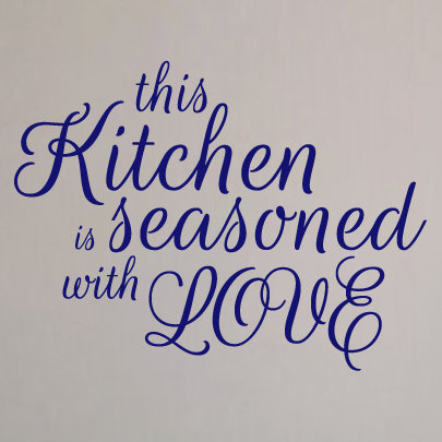 Adhésif décoratif Cette cuisine assaisonnée d'amour, Bleu marine