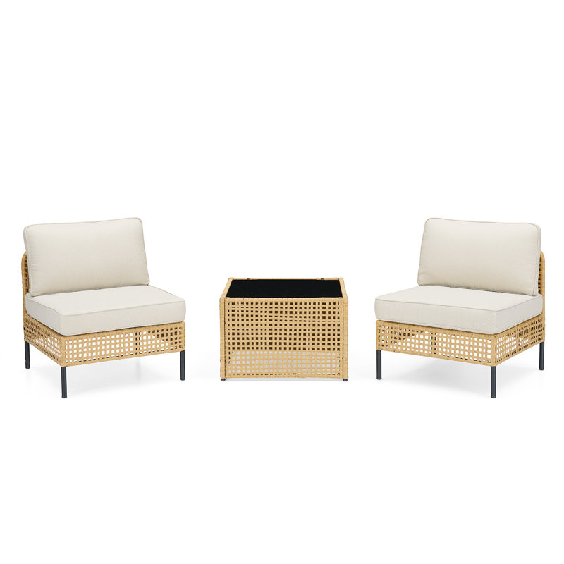 Modular Outdoor Sectional Sofa, PE Rattan Patio Conversation Set, All Weather Wicker Patio Furniture With Cushions And Coffee Table