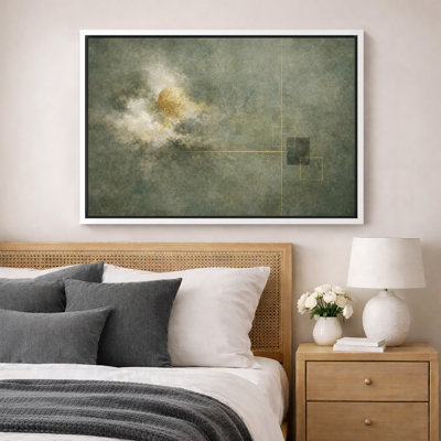 Abstrait vert doré, sphère abstraite, œuvre d'art moderne, images de chambre à coucher moderne, impression sur toile encadrée