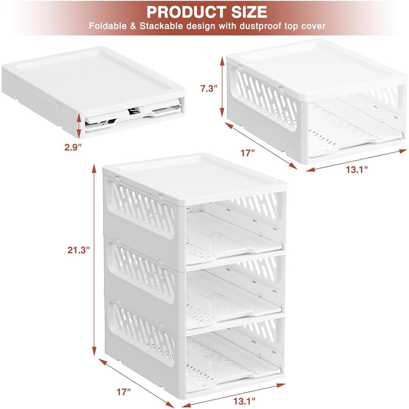Stackable Plastic Closet Organizer Box With Lid