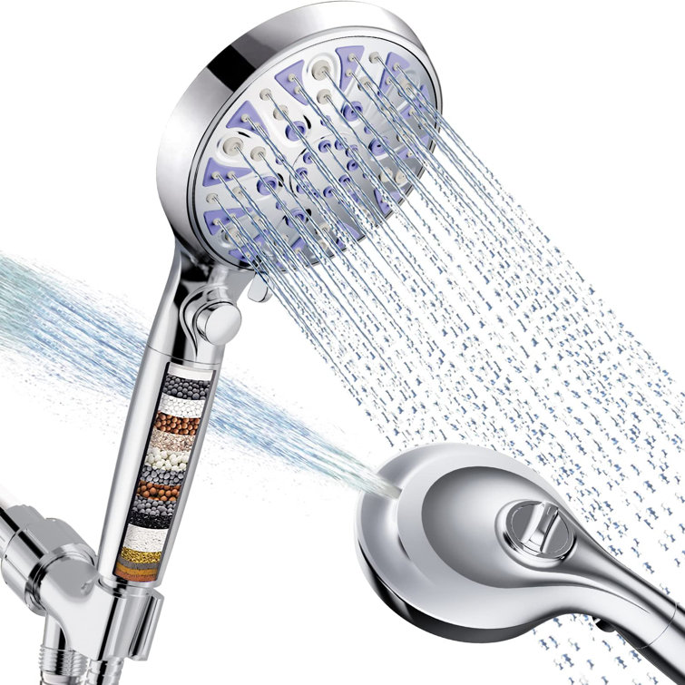 High Pressure 10-Mode Detachable Shower Head With Handheld, Showerhead With ON/OFF Pause Switch, 15 Stage Water Softener Filters,(Star Silver)