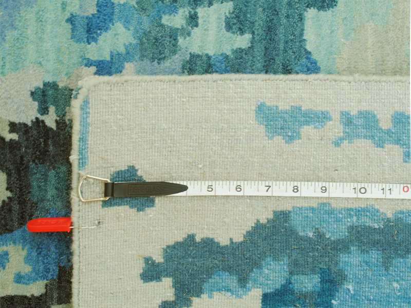Tapis unique en soie noué à la main bleu clair de 8 pi 2 po x 9 pi 10 po Mahmood