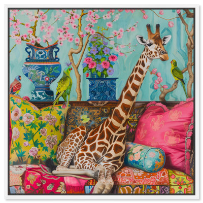 Lounging Giraffe II Canvas Trendy Animal Art by Art Remedy