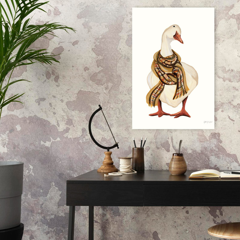 Oie avec écharpe, art animalier contemporain, H 24 po x l 16 po