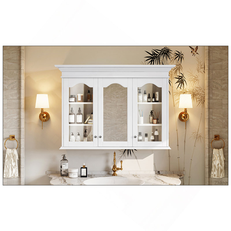 Armoire à pharmacie 40 "avec miroir, armoire de rangement pour salle de bain avec porte miroir et tablettes, armoire de salle de bain murale avec portes en verre