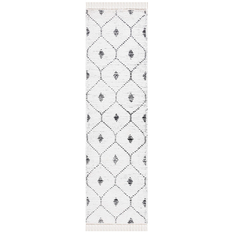 Daloris Hand Woven Cotton Geometric Rug, Runner 2'3" x 8'