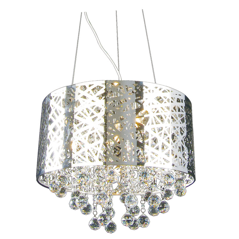7-Light Chrome Chandelier With Clear Crystal Drops