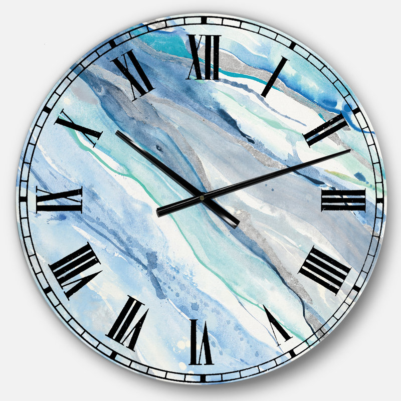 Azral Blue Silver Spring II - horloge murale moderne, Moyen