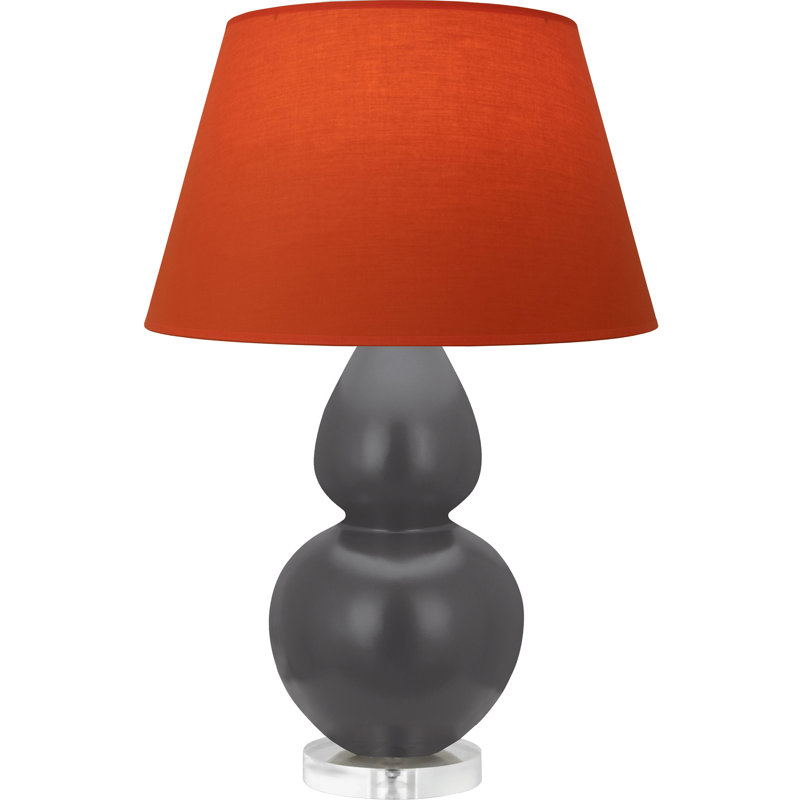 Matte Double Gourd Table Lamp - Ash, Lucite - Bright blue, Gray Shade, Tangerine/Taupe Lining, Gray