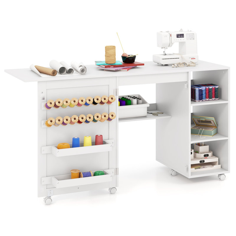 Blodwin 146cm x 50cm Foldable Sewing Table with Sewing Machine Platform