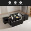 Table basse extensible, table basse multifonctionnelle avec finition ultrabrillante, table basse avec 2 espaces de rangement cachés et 2 tiroirs pour le salon-1771033121