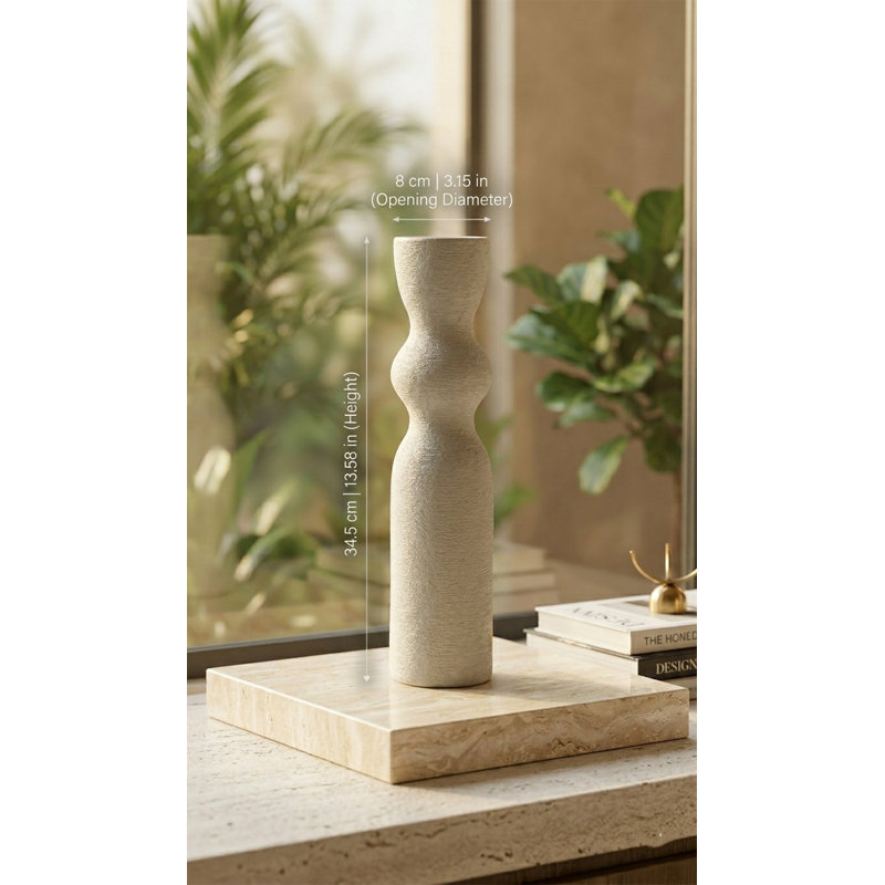 Vase en céramique texturé moderne Wabi-Sabi, Blanc