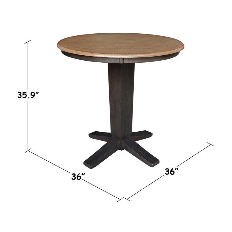 Table de salle à manger Scalla, H 35,9 po x L 36 po x l 36 po, Hickory / charbon délavé