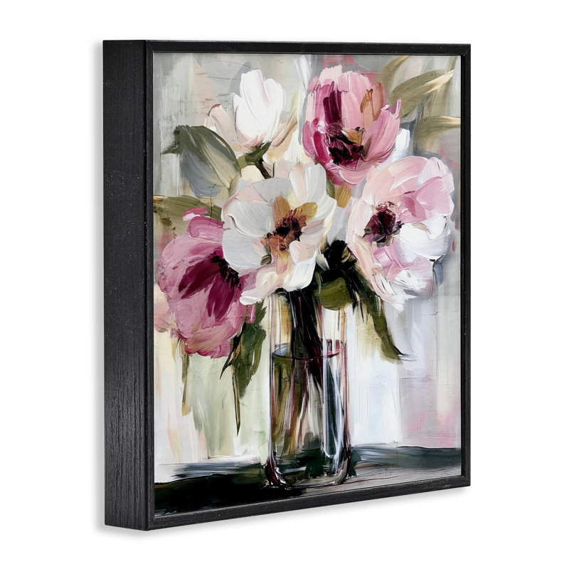 Vase à fleurs Resson, estampe numérique, conception par Annabelle Hall, Giclée encadrée noir minuit, H 24 po x l 24 po