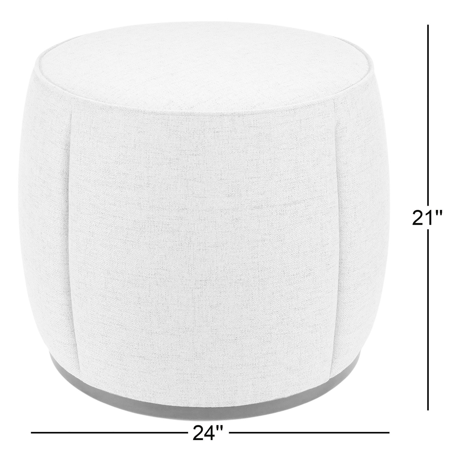 Alexandria 24" Round Ottoman, Beige polyester