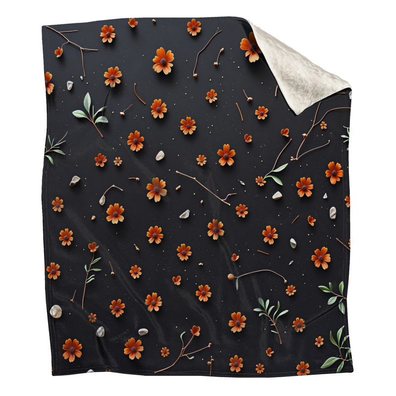 Jeté en molleton Fleurs - Jeté floral pour canapés ou lits, 60in W x 80in H