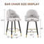 Ensemble de 2 tabourets de bar en cuir PU gris clair: hauteur de 37,7 po, hauteur de siège de 25 po, repose-pieds d'appoint doré, idéal pour un îlot de cuisine, un bar et une salle à manger-1048624057